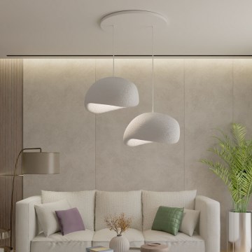 Brilagi - Lámpara colgante de cable WABI SABI 2xE27/40W/230V diámetro 60 cm blanca