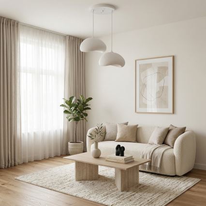 Brilagi - Lámpara colgante de cable WABI SABI 2xE27/40W/230V diámetro 60 cm blanca