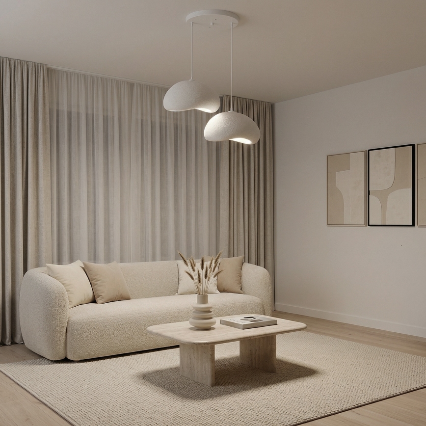 Brilagi - Lámpara colgante de cable WABI SABI 2xE27/40W/230V diámetro 60 cm blanca