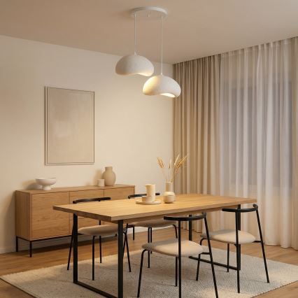 Brilagi - Lámpara colgante de cable WABI SABI 2xE27/40W/230V diámetro 60 cm blanca
