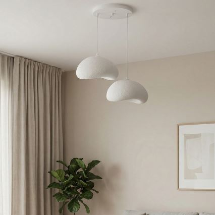 Brilagi - Lámpara colgante de cable WABI SABI 2xE27/40W/230V diámetro 60 cm blanca
