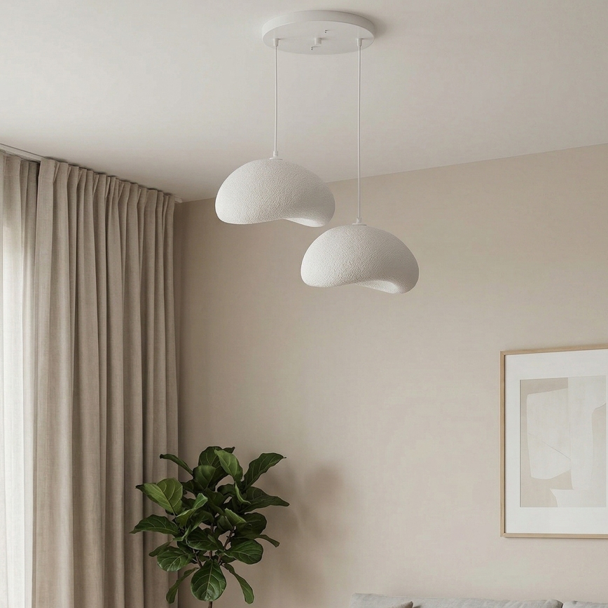 Brilagi - Lámpara colgante de cable WABI SABI 2xE27/40W/230V diámetro 60 cm blanca