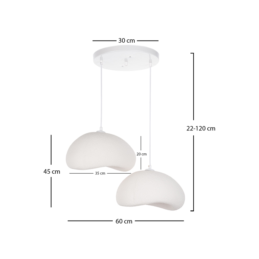Brilagi - Lámpara colgante de cable WABI SABI 2xE27/40W/230V diámetro 60 cm blanca