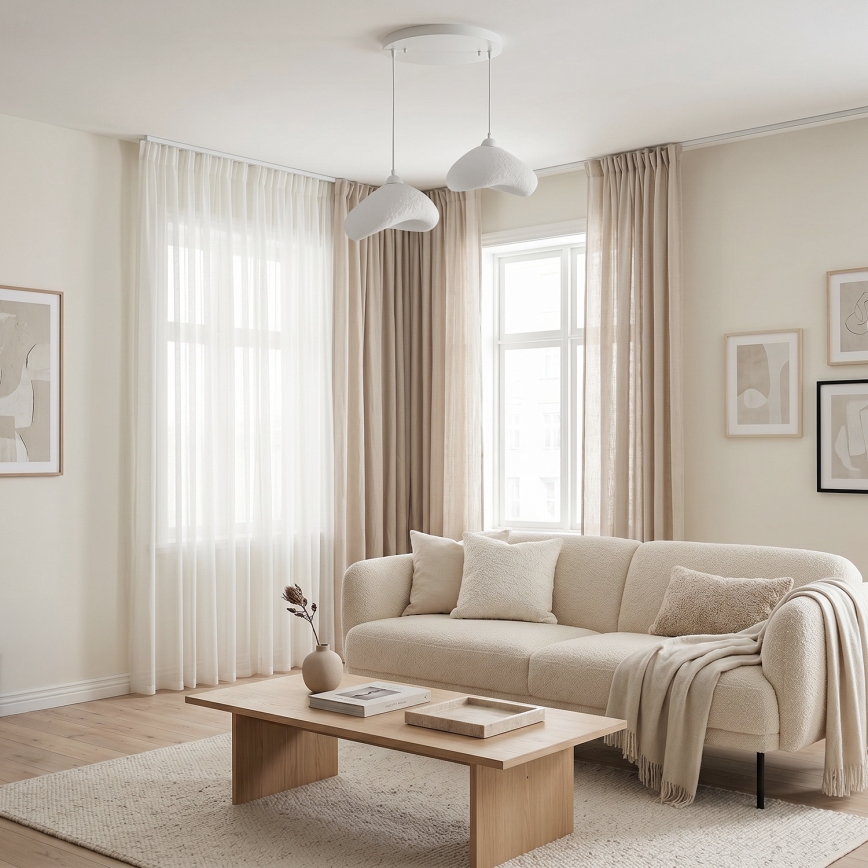 Brilagi - Lámpara colgante de cable WABI SABI 2xE27/40W/230V Ø 45 cm blanca