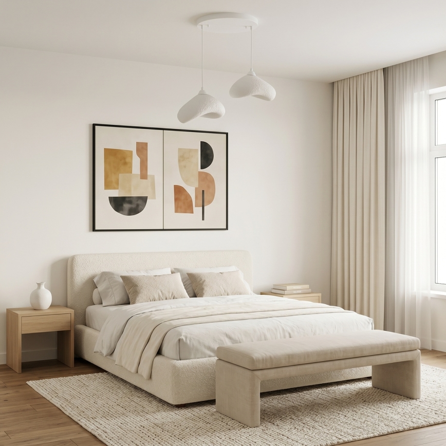 Brilagi - Lámpara colgante de cable WABI SABI 2xE27/40W/230V Ø 45 cm blanca