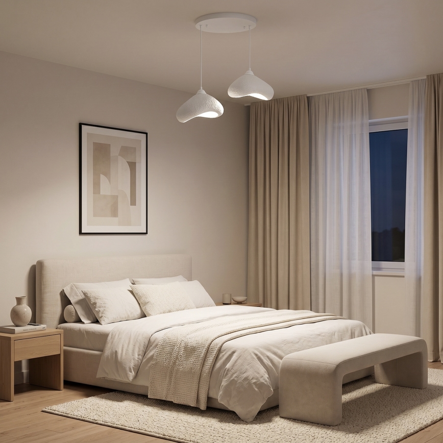 Brilagi - Lámpara colgante de cable WABI SABI 2xE27/40W/230V Ø 45 cm blanca