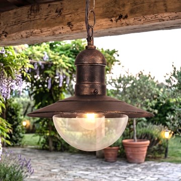 Brilagi - Lámpara colgante de exterior MOLDE 1xE27/60W IP44, acabado bronce con pátina