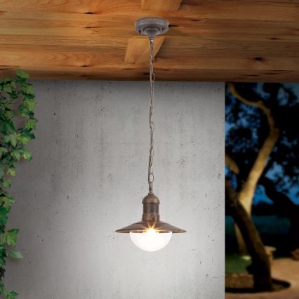 Brilagi - Lámpara colgante de exterior MOLDE 1xE27/60W IP44, acabado bronce con pátina