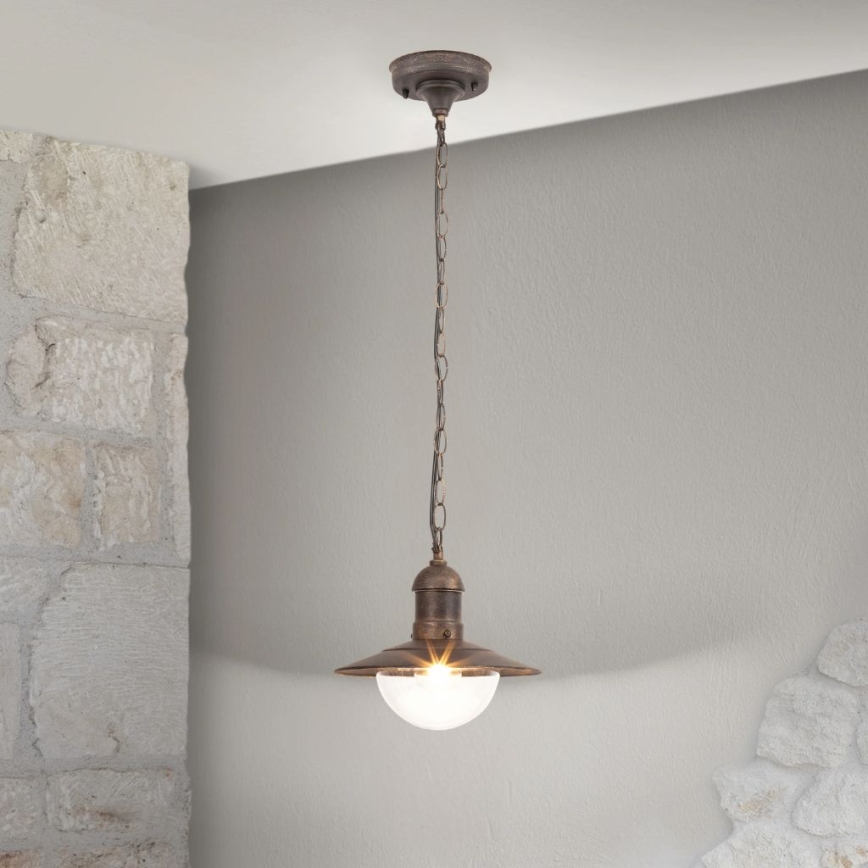 Brilagi - Lámpara colgante de exterior MOLDE 1xE27/60W IP44, acabado bronce con pátina