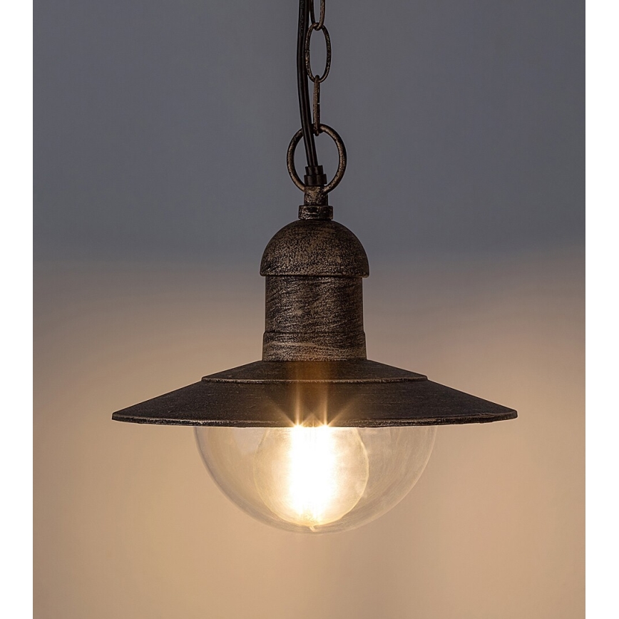 Brilagi - Lámpara colgante de exterior MOLDE 1xE27/60W IP44, acabado bronce con pátina