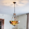 Brilagi - Lámpara colgante de vitral estilo Tiffany con cadena JUNGLE 3xE27/60W/230V Ø 50 cm