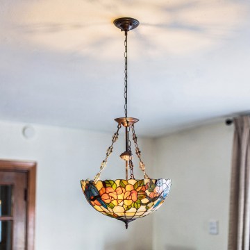 Brilagi - Lámpara colgante de vitral estilo Tiffany con cadena JUNGLE 3xE27/60W/230V Ø 50 cm