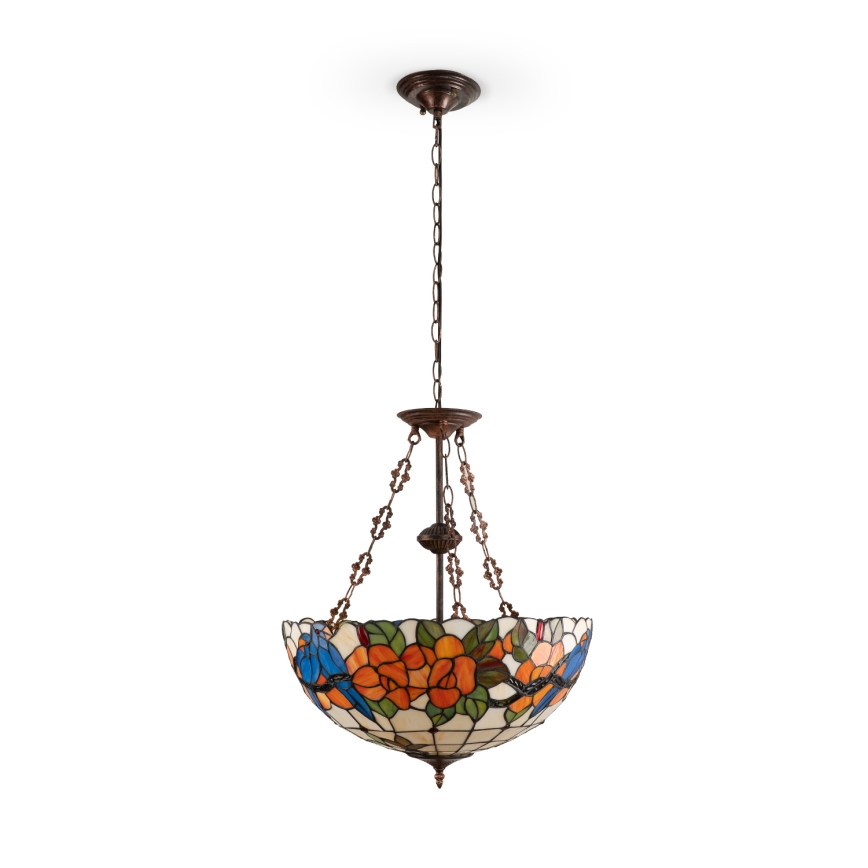 Brilagi - Lámpara colgante de vitral estilo Tiffany con cadena JUNGLE 3xE27/60W/230V Ø 50 cm