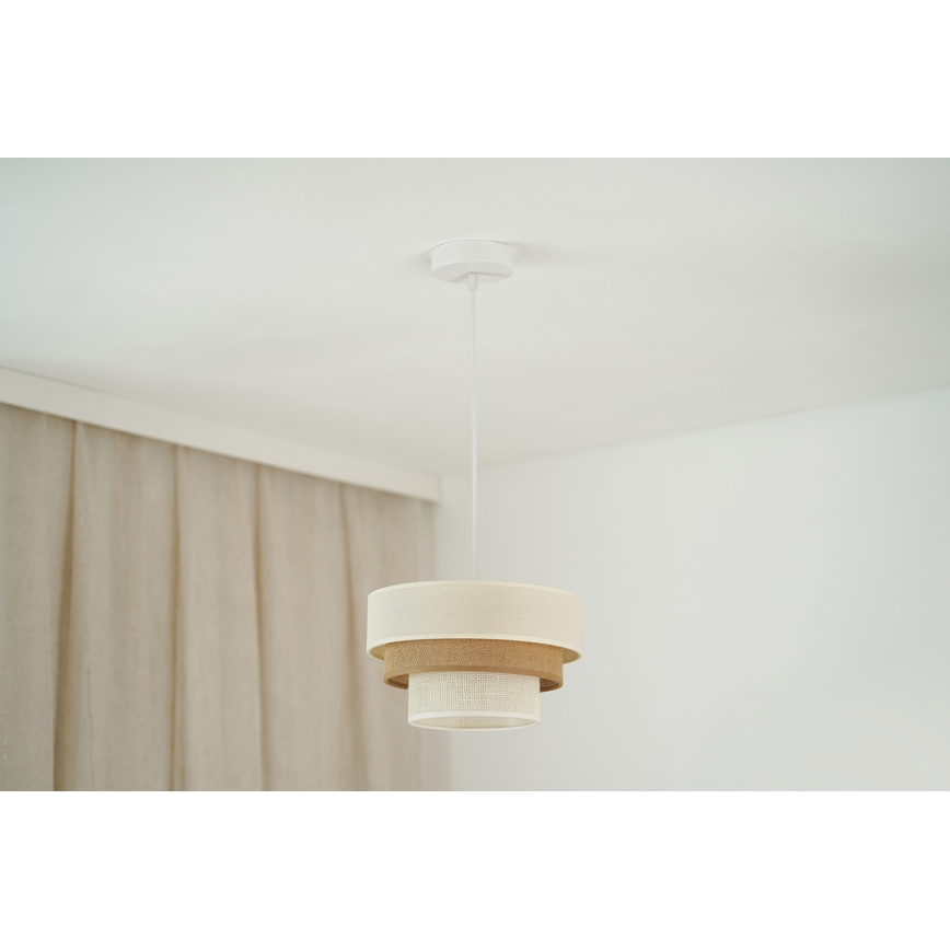 Brilagi - Lámpara colgante con cable DENVER LUNETA 1xE27/15W/230V diámetro 25 cm beige/marrón/crema