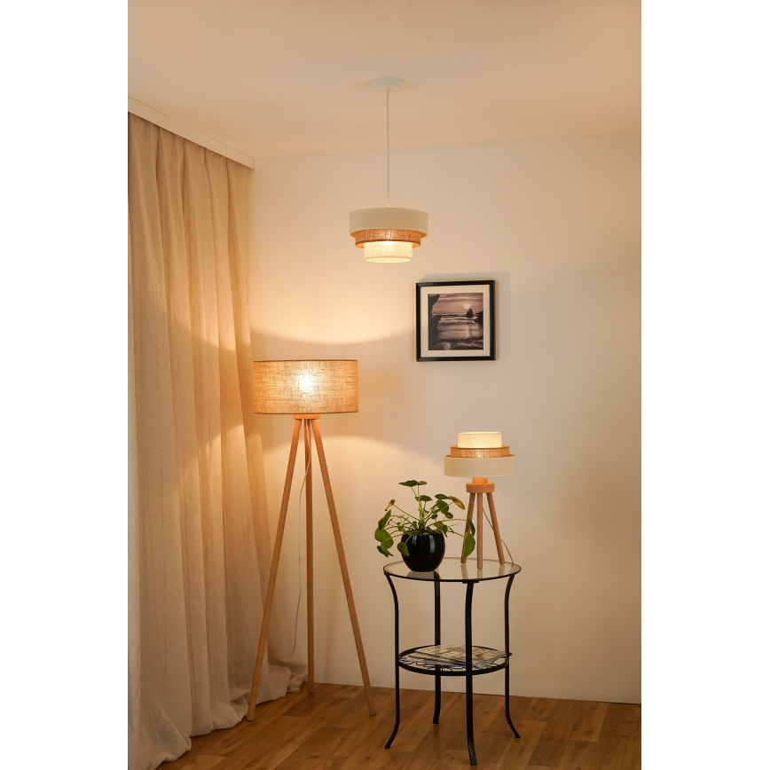 Brilagi - Lámpara colgante con cable DENVER LUNETA 1xE27/15W/230V diámetro 25 cm beige/marrón/crema