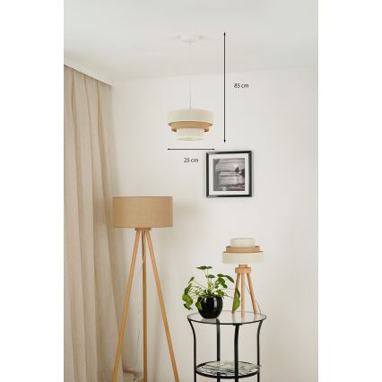 Brilagi - Lámpara colgante con cable DENVER LUNETA 1xE27/15W/230V diámetro 25 cm beige/marrón/crema