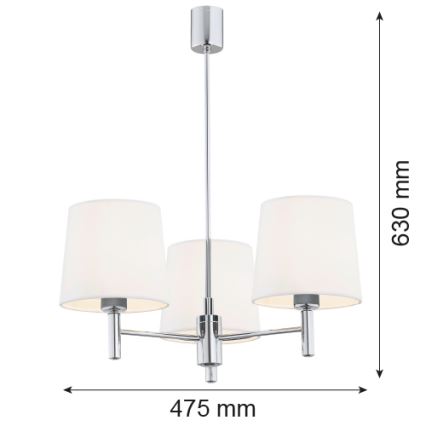 Brilagi - Lámpara colgante en varilla MONTE 3xE27/15W/230V crema/cromo brillante