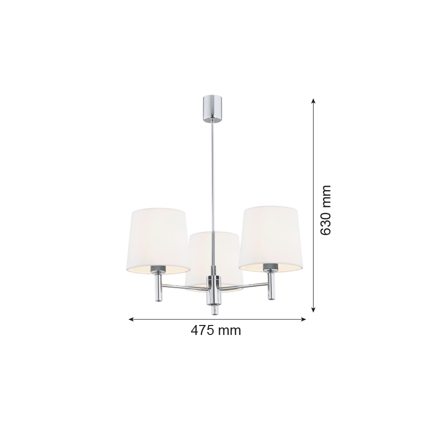 Brilagi - Lámpara colgante en varilla MONTE 3xE27/15W/230V crema/cromo brillante