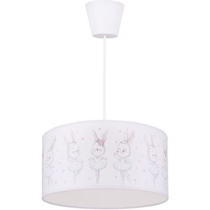 Brilagi - Lámpara colgante infantil LED BOBO 1xE27/60W/230V, diámetro 35 cm, blanca/conejitos