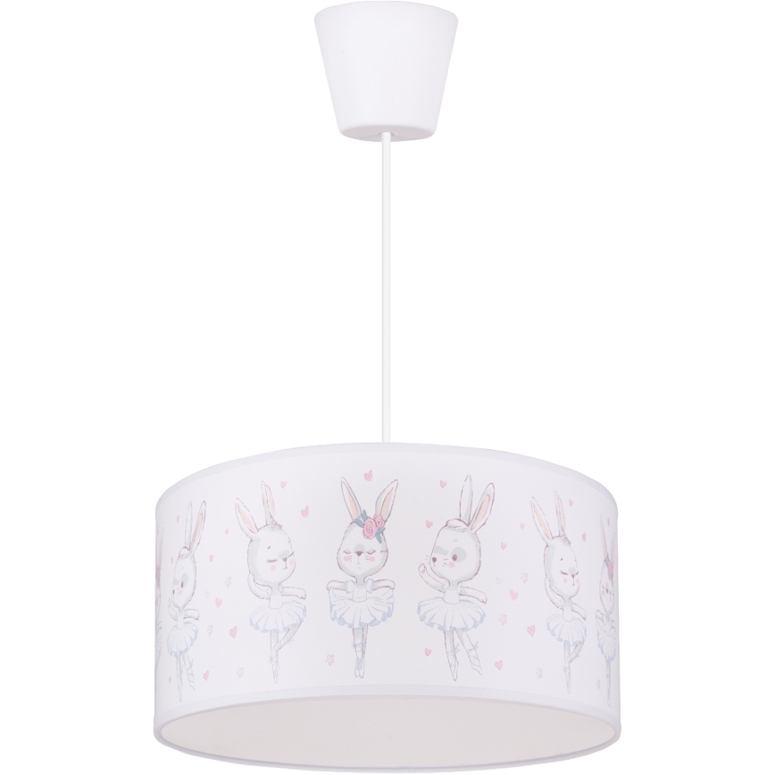 Brilagi - Lámpara colgante infantil LED BOBO 1xE27/60W/230V, diámetro 35 cm, blanca/conejitos