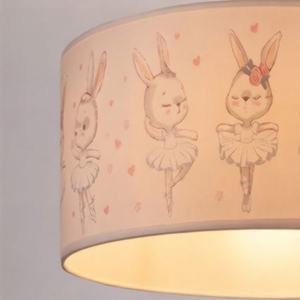 Brilagi - Lámpara colgante infantil LED BOBO 1xE27/60W/230V, diámetro 35 cm, blanca/conejitos