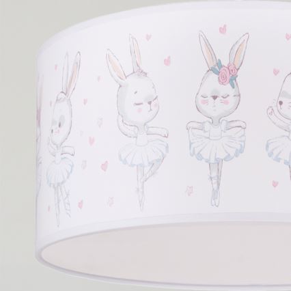 Brilagi - Lámpara colgante infantil LED BOBO 1xE27/60W/230V, diámetro 35 cm, blanca/conejitos