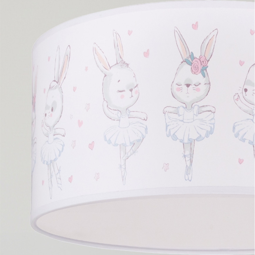 Brilagi - Lámpara colgante infantil LED BOBO 1xE27/60W/230V, diámetro 35 cm, blanca/conejitos