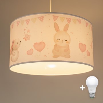 Brilagi - Lámpara colgante infantil LED BOBO 1xE27/60W/230V diámetro 35 cm blanco/motivos de animales
