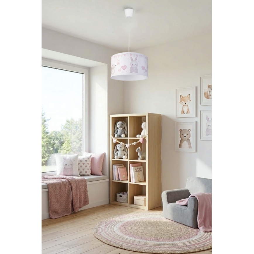 Brilagi - Lámpara colgante infantil LED BOBO 1xE27/60W/230V diámetro 35 cm blanco/motivos de animales