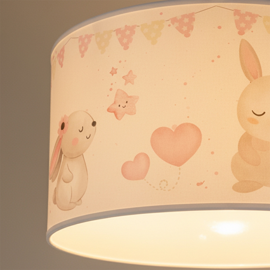 Brilagi - Lámpara colgante infantil LED BOBO 1xE27/60W/230V diámetro 35 cm blanco/motivos de animales