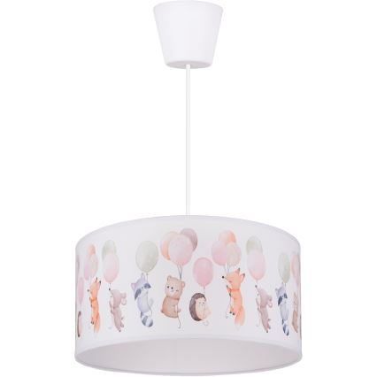 Brilagi - Lámpara colgante infantil LED BOBO 1xE27/60W/230V Ø 35 cm blanco/con motivos de animales