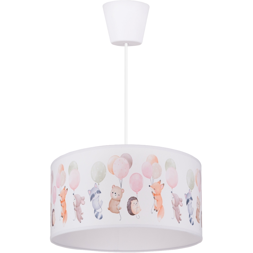 Brilagi - Lámpara colgante infantil LED BOBO 1xE27/60W/230V Ø 35 cm blanco/con motivos de animales