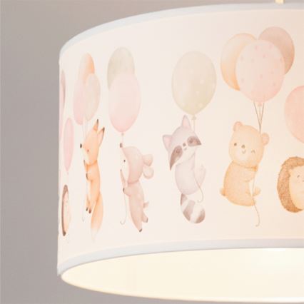 Brilagi - Lámpara colgante infantil LED BOBO 1xE27/60W/230V Ø 35 cm blanco/con motivos de animales
