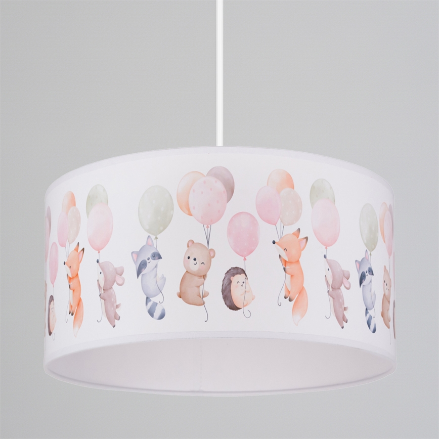 Brilagi - Lámpara colgante infantil LED BOBO 1xE27/60W/230V Ø 35 cm blanco/con motivos de animales