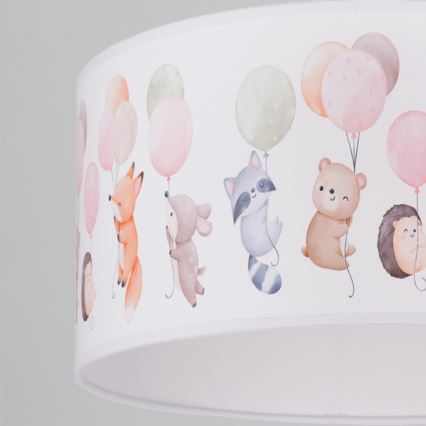 Brilagi - Lámpara colgante infantil LED BOBO 1xE27/60W/230V Ø 35 cm blanco/con motivos de animales