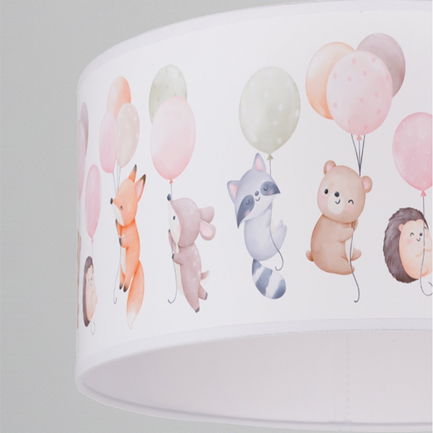 Brilagi - Lámpara colgante infantil LED BOBO 1xE27/60W/230V Ø 35 cm blanco/con motivos de animales