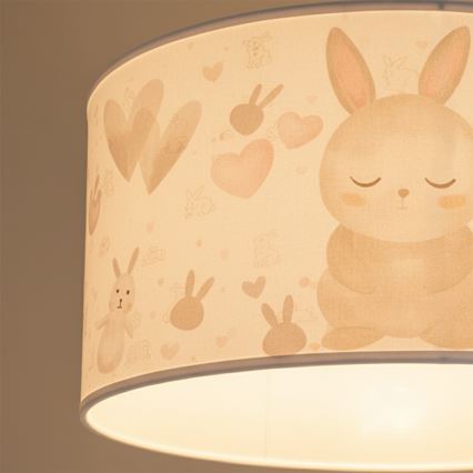 Brilagi - Lámpara colgante infantil LED BOBO 1xE27/60W/230V Ø 35 cm blanco/conejitos