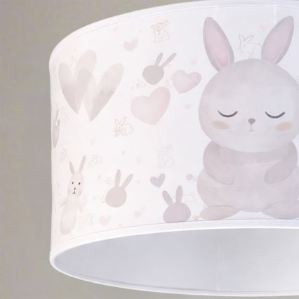 Brilagi - Lámpara colgante infantil LED BOBO 1xE27/60W/230V Ø 35 cm blanco/conejitos