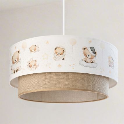 BRILAGI - Lámpara colgante LED infantil BOBO 1xE27/60W/230V Ø 40 cm blanco/beige/ositos