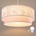 Brilagi - Lámpara colgante infantil LED BOBO 1xE27/60W/230V Ø 40 cm crema/rosa/conejitos