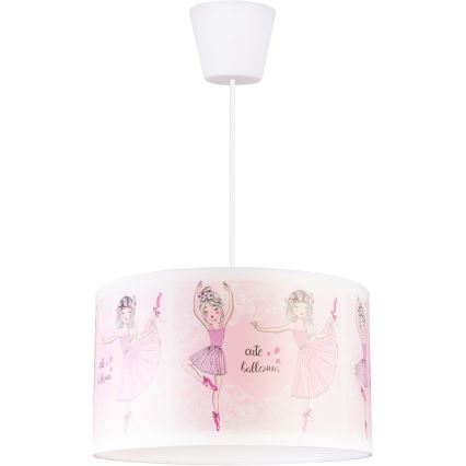 Brilagi - Lámpara colgante infantil LED BOBO, con cable, 1xE27/60W/230V, Ø 35 cm, rosa/bailarinas
