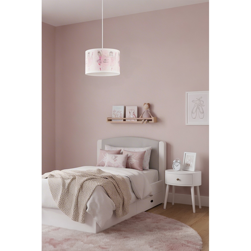 Brilagi - Lámpara colgante infantil LED BOBO, con cable, 1xE27/60W/230V, Ø 35 cm, rosa/bailarinas