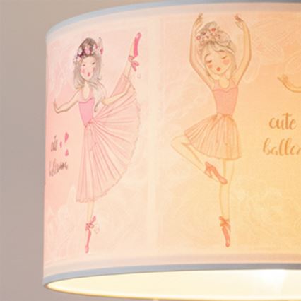 Brilagi - Lámpara colgante infantil LED BOBO, con cable, 1xE27/60W/230V, Ø 35 cm, rosa/bailarinas