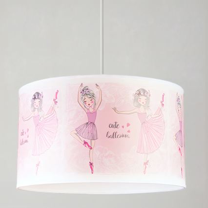 Brilagi - Lámpara colgante infantil LED BOBO, con cable, 1xE27/60W/230V, Ø 35 cm, rosa/bailarinas