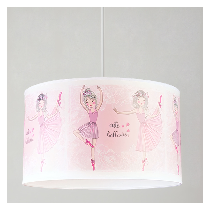 Brilagi - Lámpara colgante infantil LED BOBO, con cable, 1xE27/60W/230V, Ø 35 cm, rosa/bailarinas
