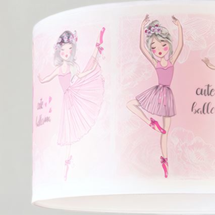 Brilagi - Lámpara colgante infantil LED BOBO, con cable, 1xE27/60W/230V, Ø 35 cm, rosa/bailarinas