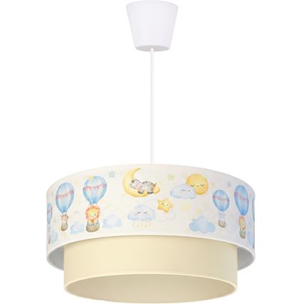 Brilagi - Lámpara colgante infantil LED con cable BOBO 1xE27/60W/230V diámetro 40 cm blanco/beige/motivos de animales