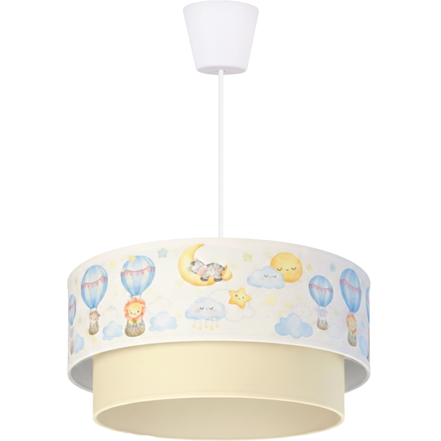 Brilagi - Lámpara colgante infantil LED con cable BOBO 1xE27/60W/230V diámetro 40 cm blanco/beige/motivos de animales