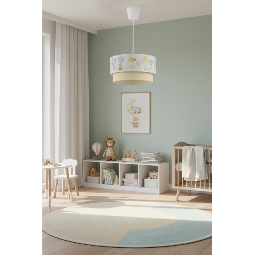 Brilagi - Lámpara colgante infantil LED con cable BOBO 1xE27/60W/230V diámetro 40 cm blanco/beige/motivos de animales