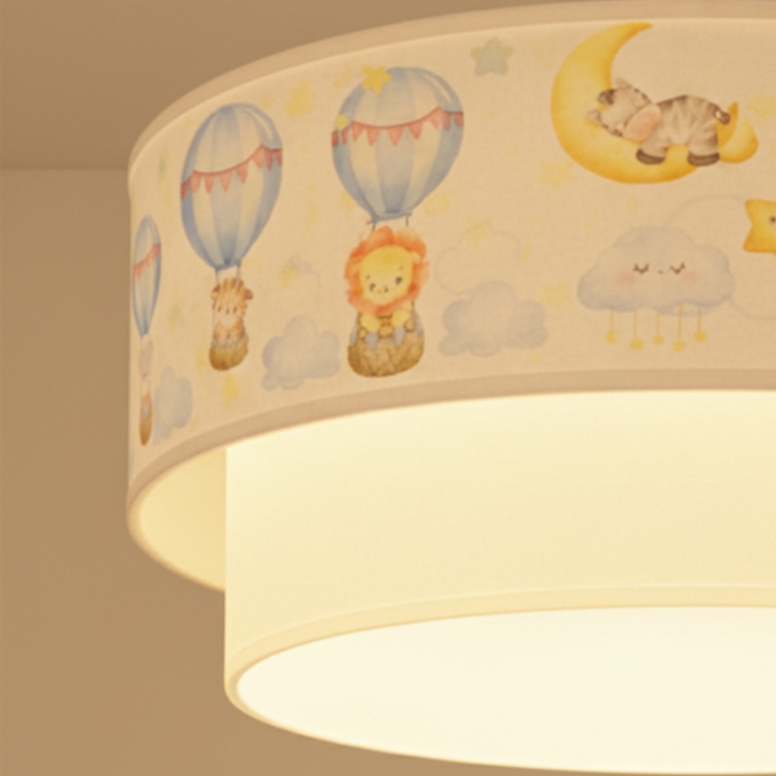 Brilagi - Lámpara colgante infantil LED con cable BOBO 1xE27/60W/230V diámetro 40 cm blanco/beige/motivos de animales
